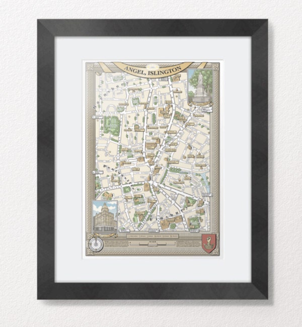 Angel Islington (London N1) illustrated map print 13 x 19"