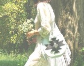 Southwest Traveler White Leather Fringe Bag Purse