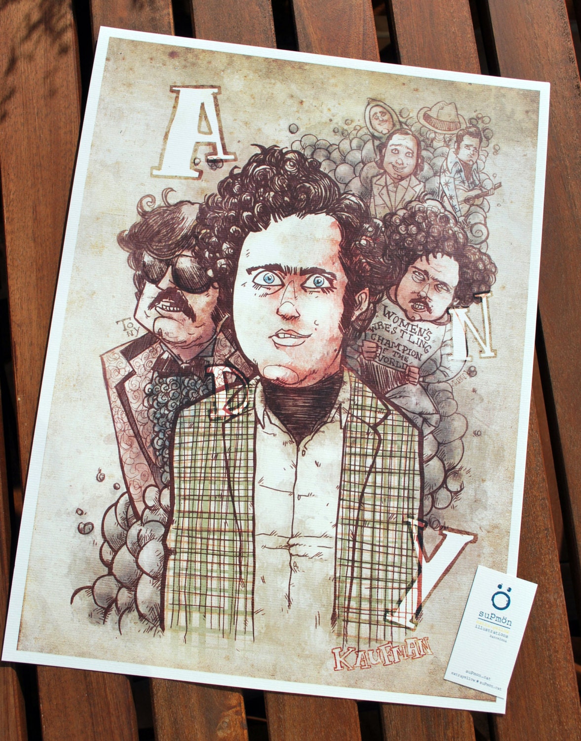 Movie Poster Andy Kaufman Tribute A4 Art Drawing illustration Digital ink Print