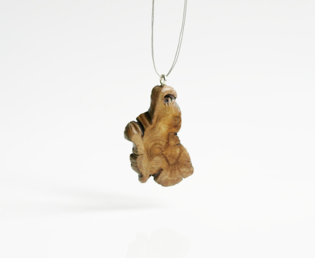 Juniper no 1. rustic pendant necklace on concrete grey string. wood jewelry. handmade and unique.