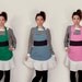powerpuff girls apron -- pink, blue, green -- women's full apron