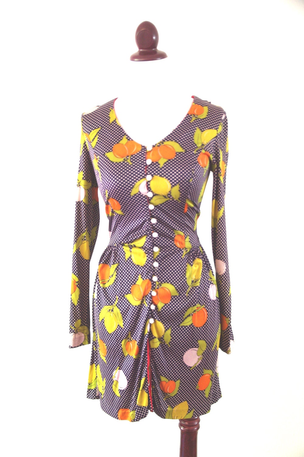 Vintage 1960s Fruit Salad Mod Mini Dress