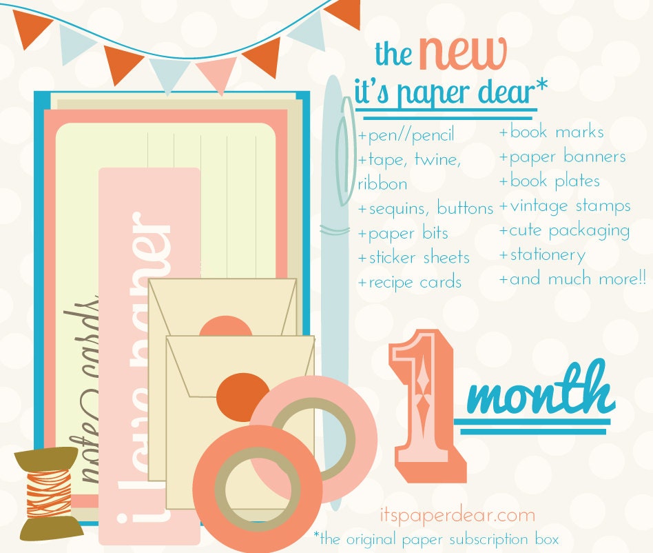 It's Paper Dear--Subscription Box 1 MONTH (June)