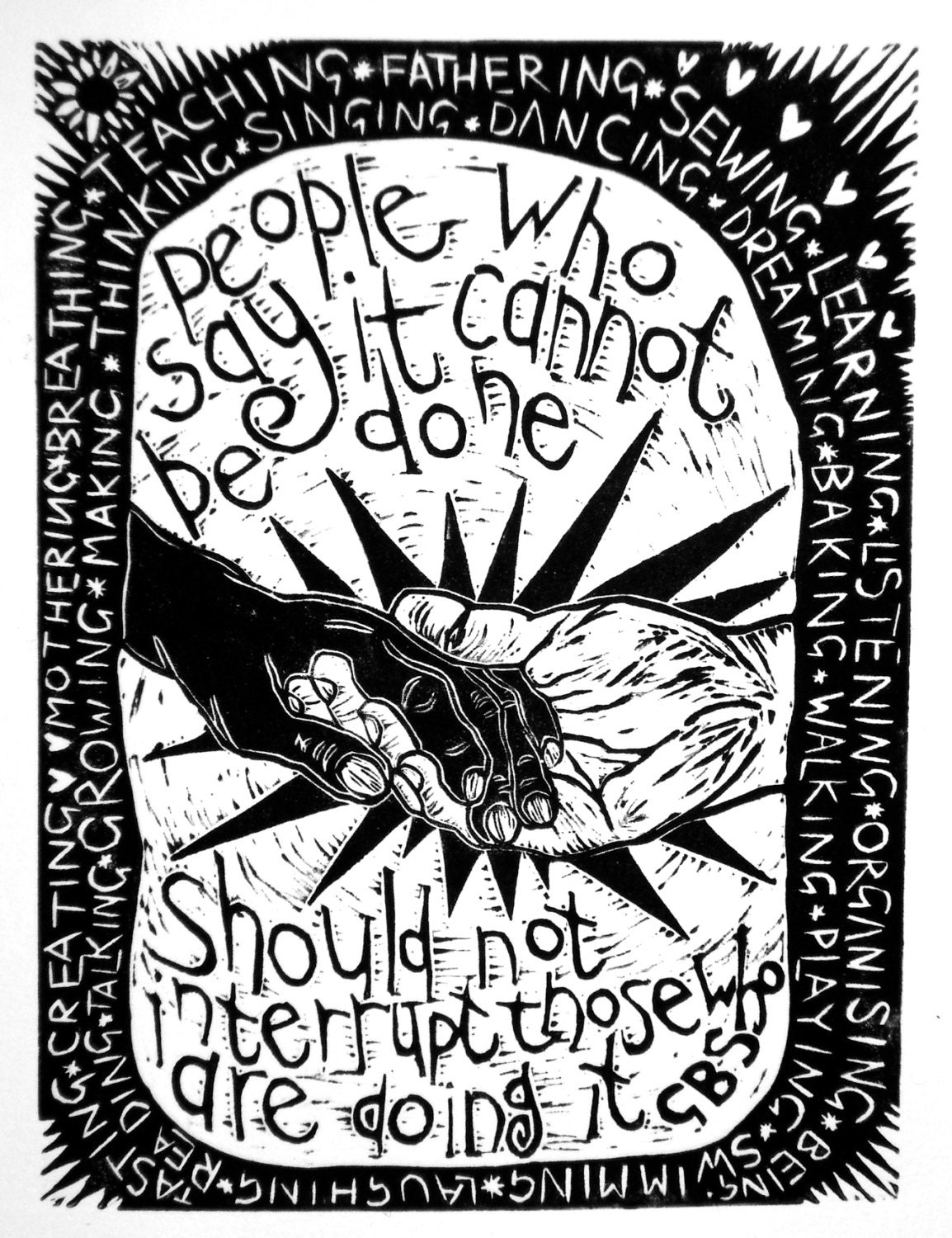 Together - original lino print
