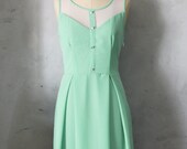 PETIT JARDIN - SAGE Mint green dress with white lace neckline // retro // vintage inspired // pleated skirt // bridesmaid dress // garden - FleetCollection
