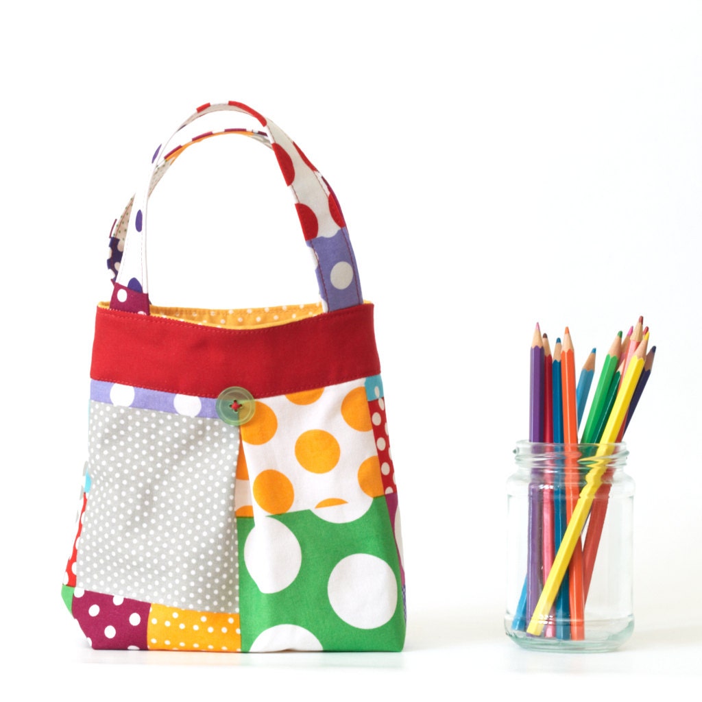 Toddler Tote Bright Polka Dot Children's Bag Pretend Play