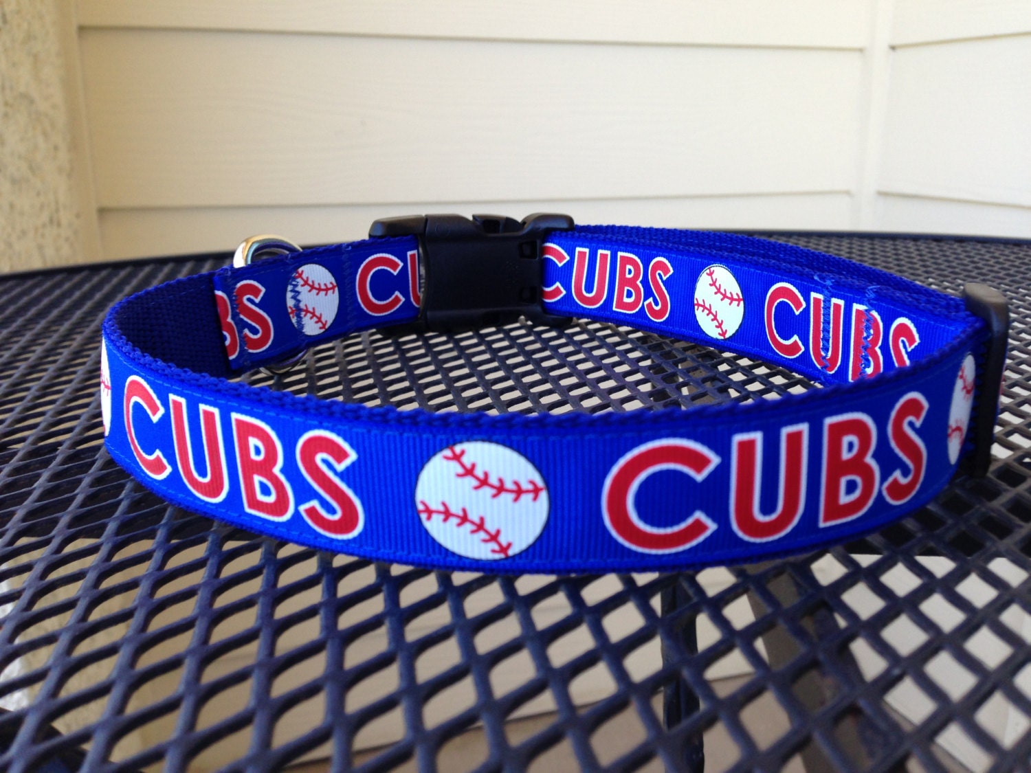 Dog Collar Made from Cubs Baseball Ribbon