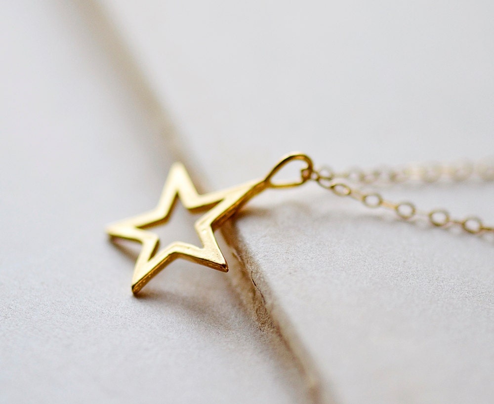 Gold Star Necklace Simple Minimalist Gold Necklace Little Star