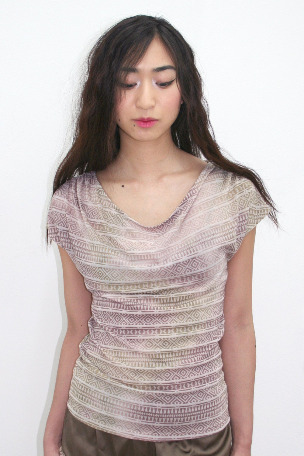 Drapey Jersey Top in Terracotta Sage- PREORDER Small, Medium, Large