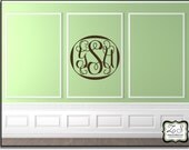 Personalized Interlocking Vine Monogram Approx. 23"w x 20"h- Vinyl Wall Art-vinyl decal  Over 60 color options