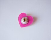 Space Demon Heart Pin - Hot Pink