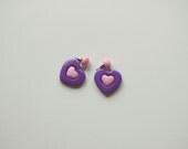 Magical Girl Heart Earrings - Purple/Pink