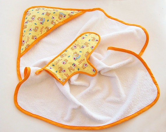 Hooded Towel and Mitten pattern sewing PDF Boy Girl Easy bath shower receiving blanket car seat gift, children toddler baby INSTANT DOWNLOAD