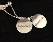 Personalized Sterling Silver Mom Necklace/Jewelry/Gift with Child's Name - TWO DISCS - Mother's Day