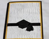 Embossed Graduation Card, Black, White, Yellow