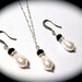 Pearl necklace and earring set - Stunning Black Tie Pearl set - Sterling Silver - Dramatic and VERY Sharp - Bridal jewelry -