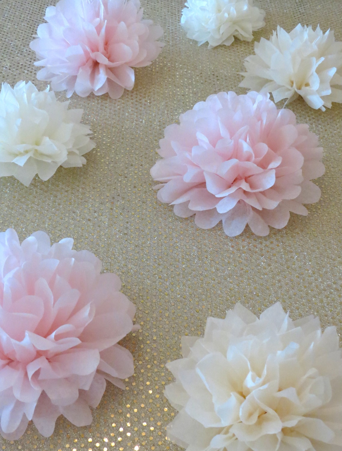Blushing Flower Pom-Pom Centerpieces - More Colors Available - Weddings, Baby Shower, Birthday, Photo Prop, Pink, Bridal Shower