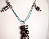 Pendant Necklace Pandora Charm Black, Silver Necklace N061