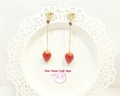 Elegant resin clay strawberry dangle earrings