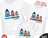 Thomas Train Biggest Brother Shirt, Thomas Train Big Brother Shirt & Thomas Train Little Brother Shirt - 2 Personalized Sibling Shirts