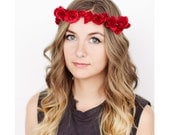 Red Rose Floral Crown Festival Headband