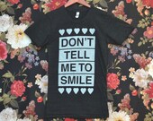 SMALL Don't Tell Me to Smile Anti Street Harassment Black Tri-Blend Shirt