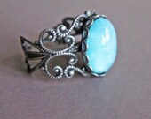 Antique Silver Ring Turquoise Ring Lord of the Rings Blue Mint Ring Great Gatsby Jewelry Aqua Ring Aquamarine Ring Pewter LOTR Ring