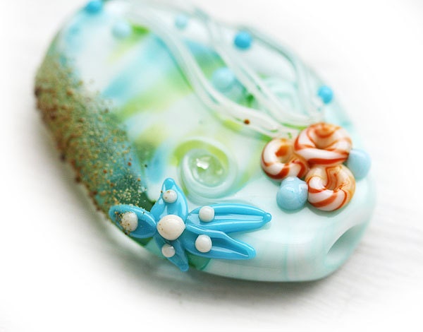 Beach lampwork glass bead, handmade glass focal - SRA, by MayaHoney