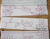 Three Stitched Bookmarks, Personalised Custom Colour, Floral Laminated Page Markers