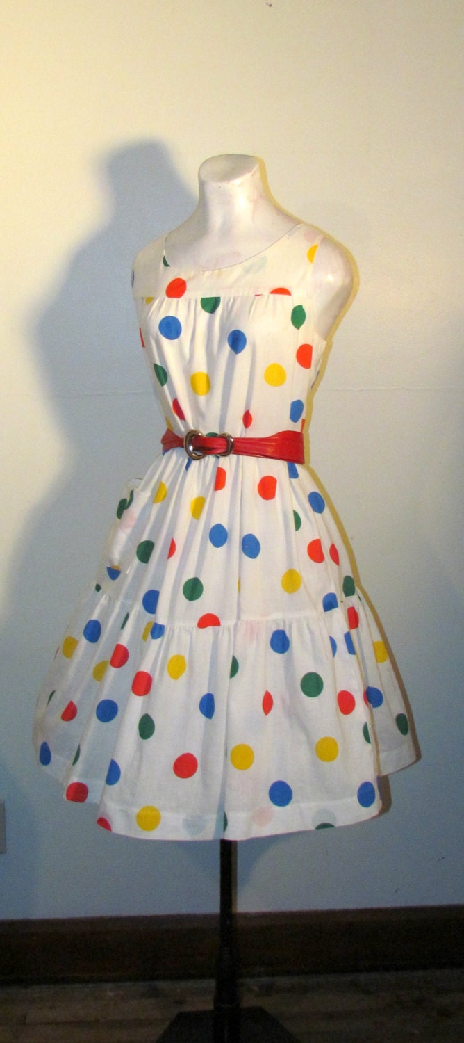Fabulous RETRO Colorful POLKA DOT Cotton Dress