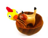 Rooster Chick Yellow Catnip Cat Toy - Needle Felted Wool
