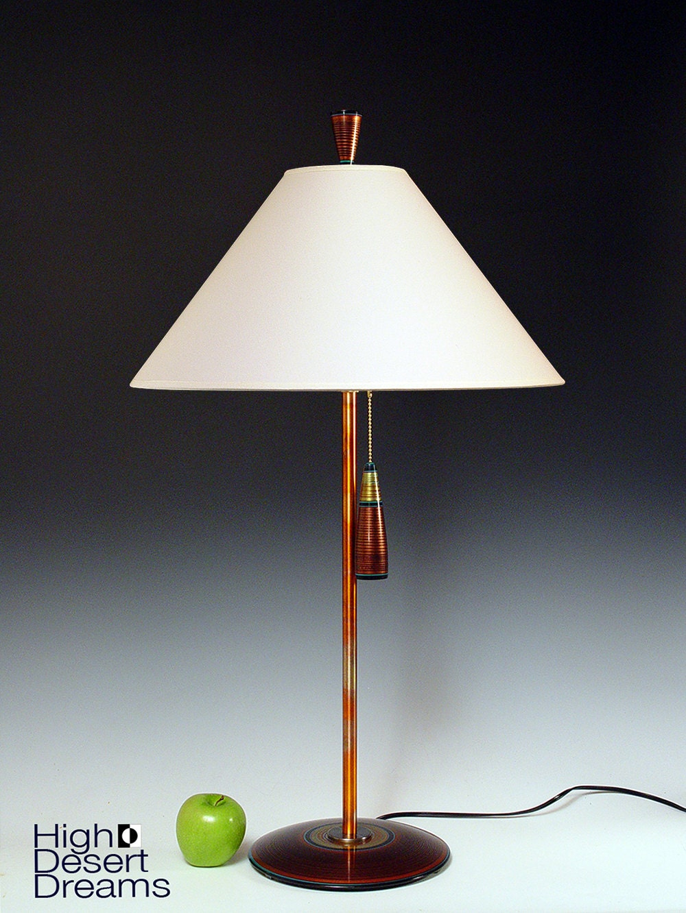 Table lamp. Desk Lamp. Office lamp. 166. Hand painted. Southwestern colors. Simple, bold, elegant. Matching finial and pull chain.