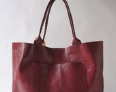 Large Horizontal Leather Bag - Red