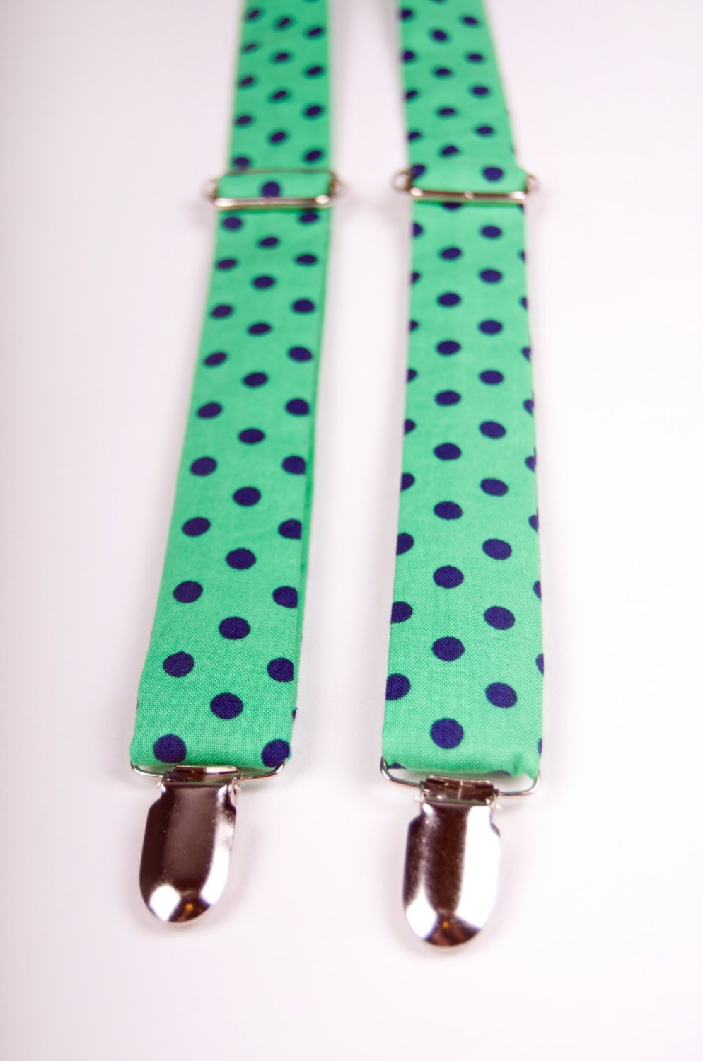 Green Navy Polka Dot Suspenders - Kelly Green Navy Blue - Baby Toddler Child Boys - photo prop