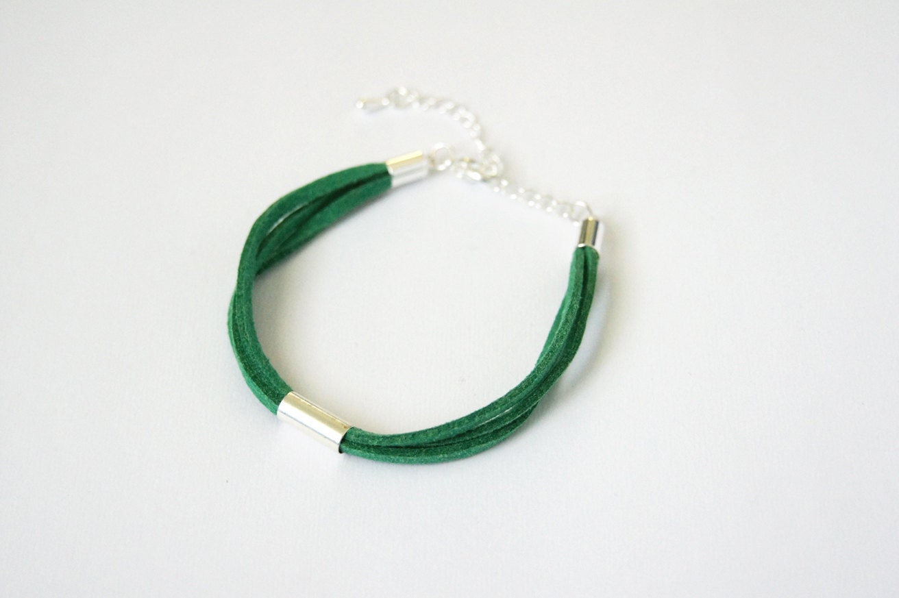 SALE - Microfiber Suede and Tube Bracelet - Green