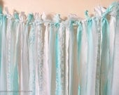 Fabric Backdrop Rag Streamer Garland with Mint Fabric , Lace and Tulle
