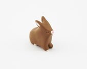 brown rabbit miniature polymer clay animal bunny totem