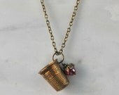Thimble and Acorn Kisses Peter Pan and Wendy in Antique Brass