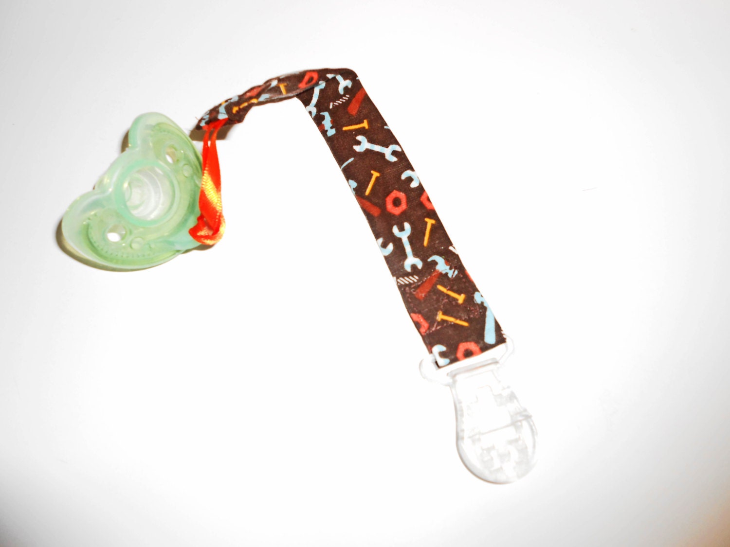 Pacifier Leash - Looped Clip - Tool Time