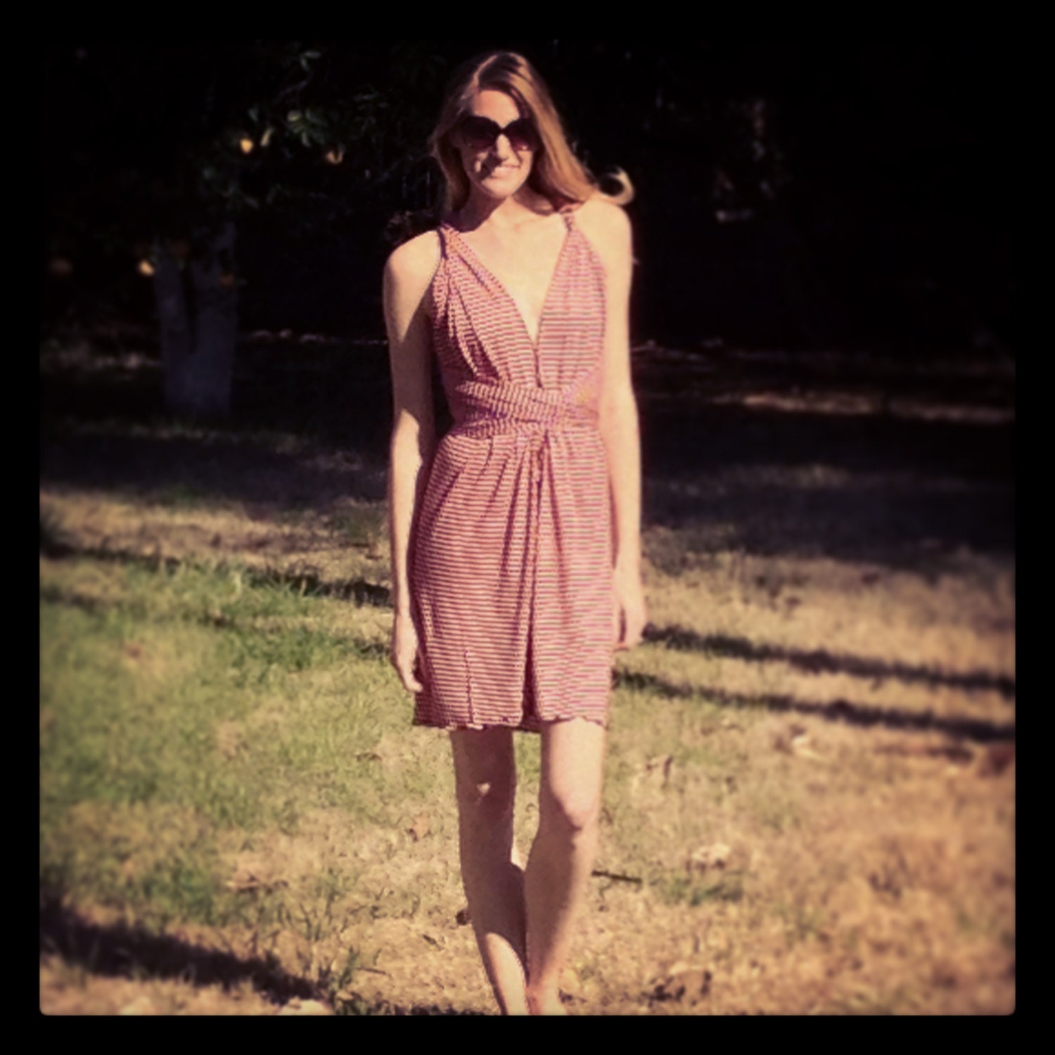 Cocktail Infinity Dress in "Red & White Stripe Cabana" Jersey by VINTAGE ORIGIN
