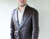 Vintage mens leather dress jacket - dark chocolate . . . "Like" our fb page for 10% discount