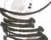 A3 Original Fine Art Black and White Abstract Ink Wash Painting 11.7x16.5 " Untitled 067"