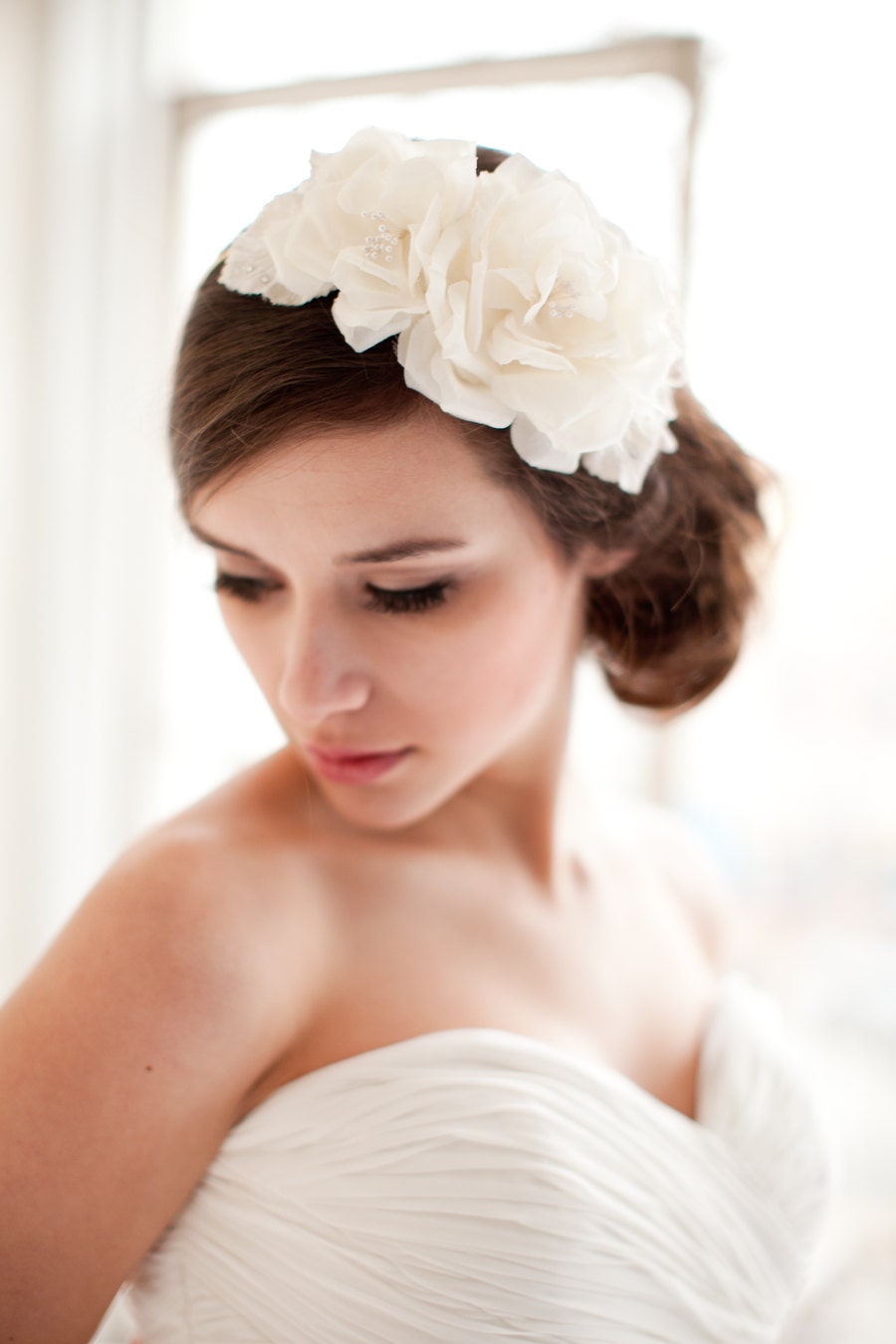 Silk Flower Headband, Floral Headpiece, Bridal Fascinator - Adeline  MADE TO ORDER