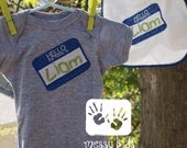 Hello My Name Is personalized Baby Onsie Great for Annoucing Baby's Name