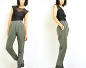 GRAY HERRiNGBONE TROUSERS / high waisted / menswear / herringbone / xs s