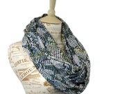Snake Skin Infinity Scarf Jersey Teal Aqua Chartreuse Grey