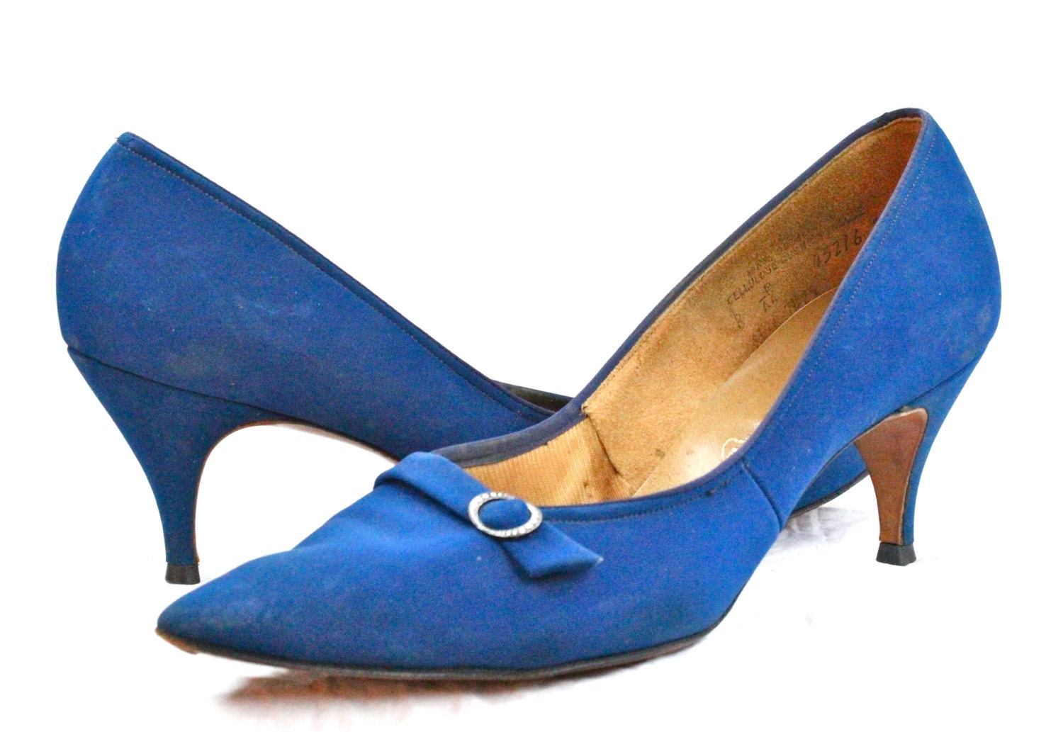 Vintage 50's Royal Blue Rhinestone Heels Sz 8