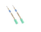Chain Drop Earrings // Beaded Dangle Earrings // Long Gold Chain, Vintage Beads // Eco-Friendly Recycled Jewelry // Handmade Gift