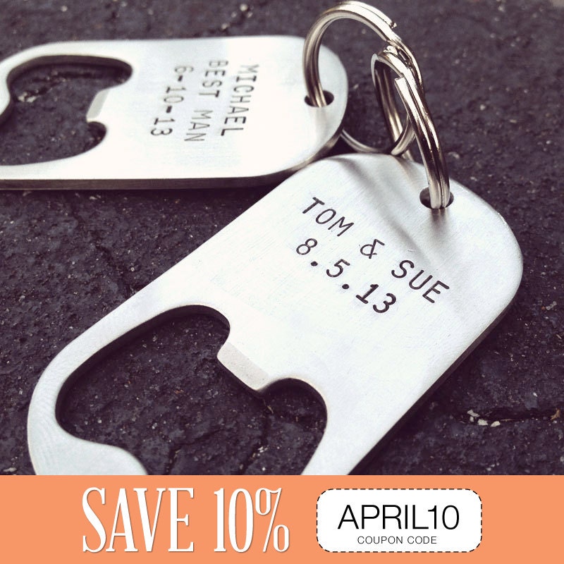Set of GROOMSMEN GIFTS Personalized Bottle Opener Keychains - Wedding, Best Man, Groomsman (6)