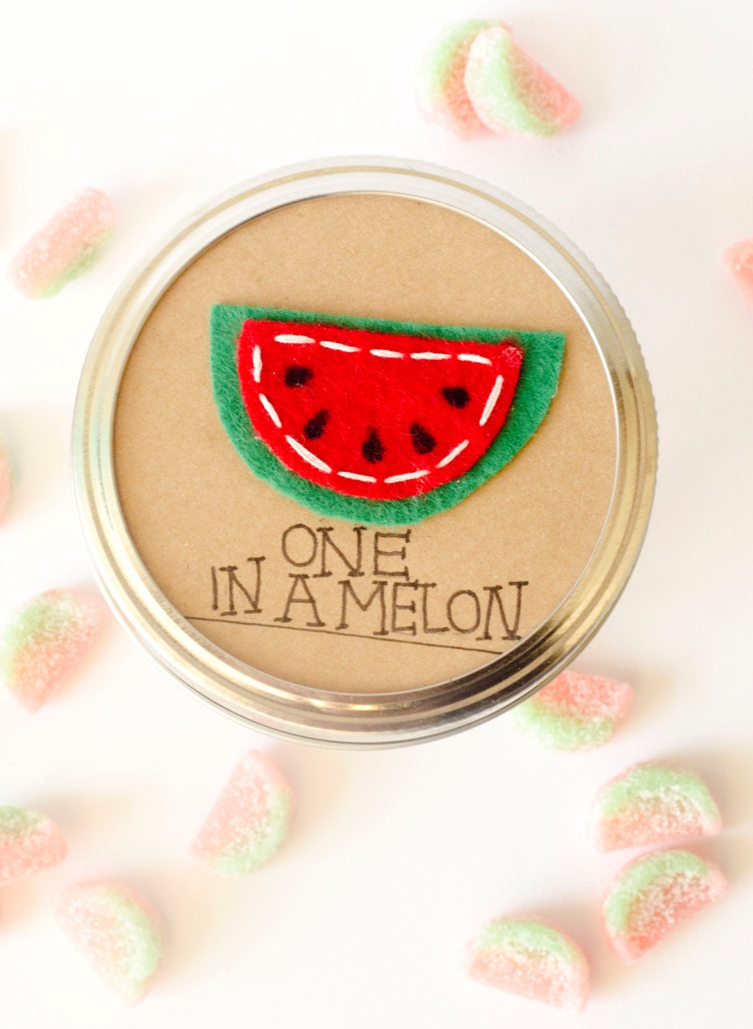 Watermelon Party Topper: 6 Mason Jar Gift Labels - Wide or Regular Mouth Canning Toppers